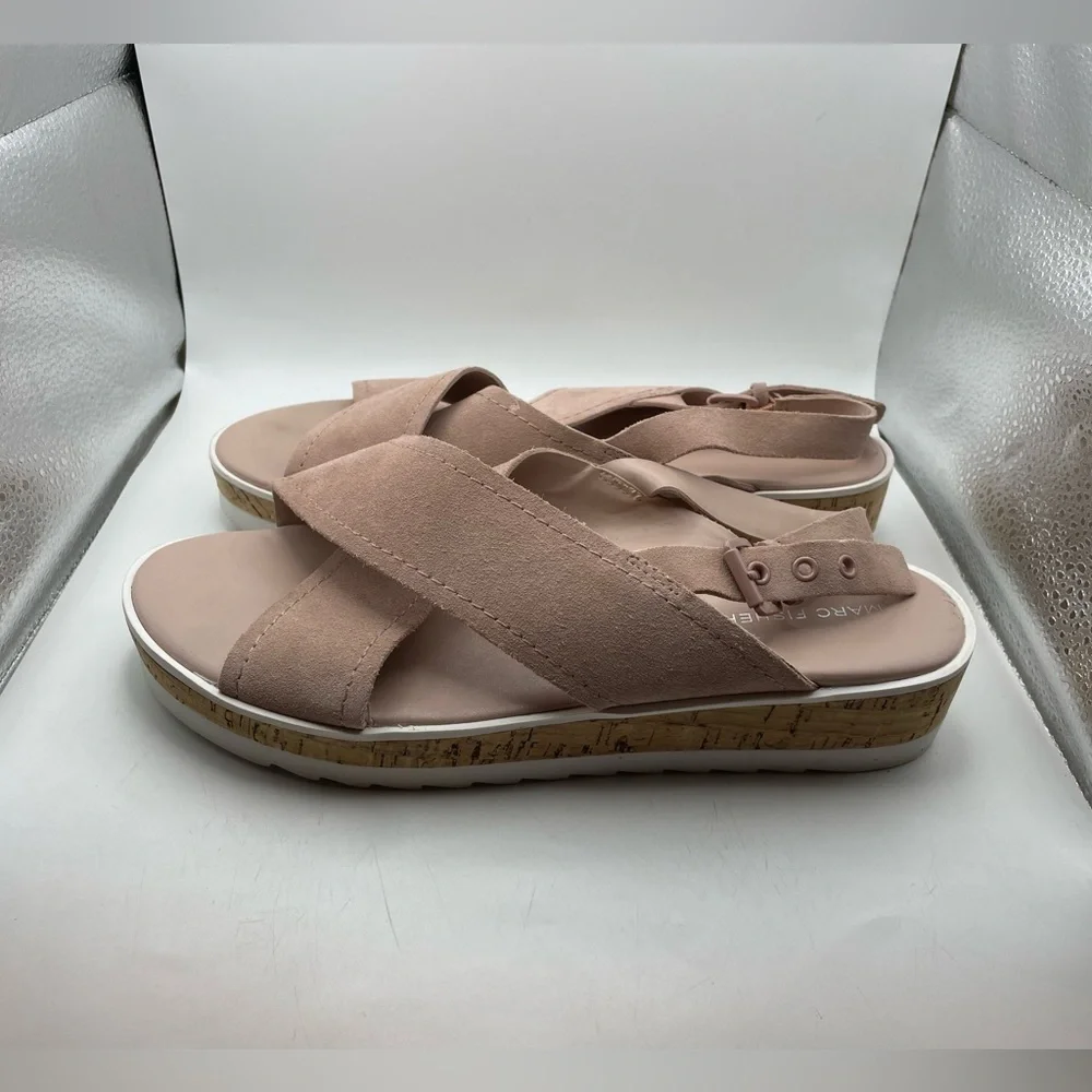 Marc Fisher MF Glitze womens pink suede slide platform sandals size 10